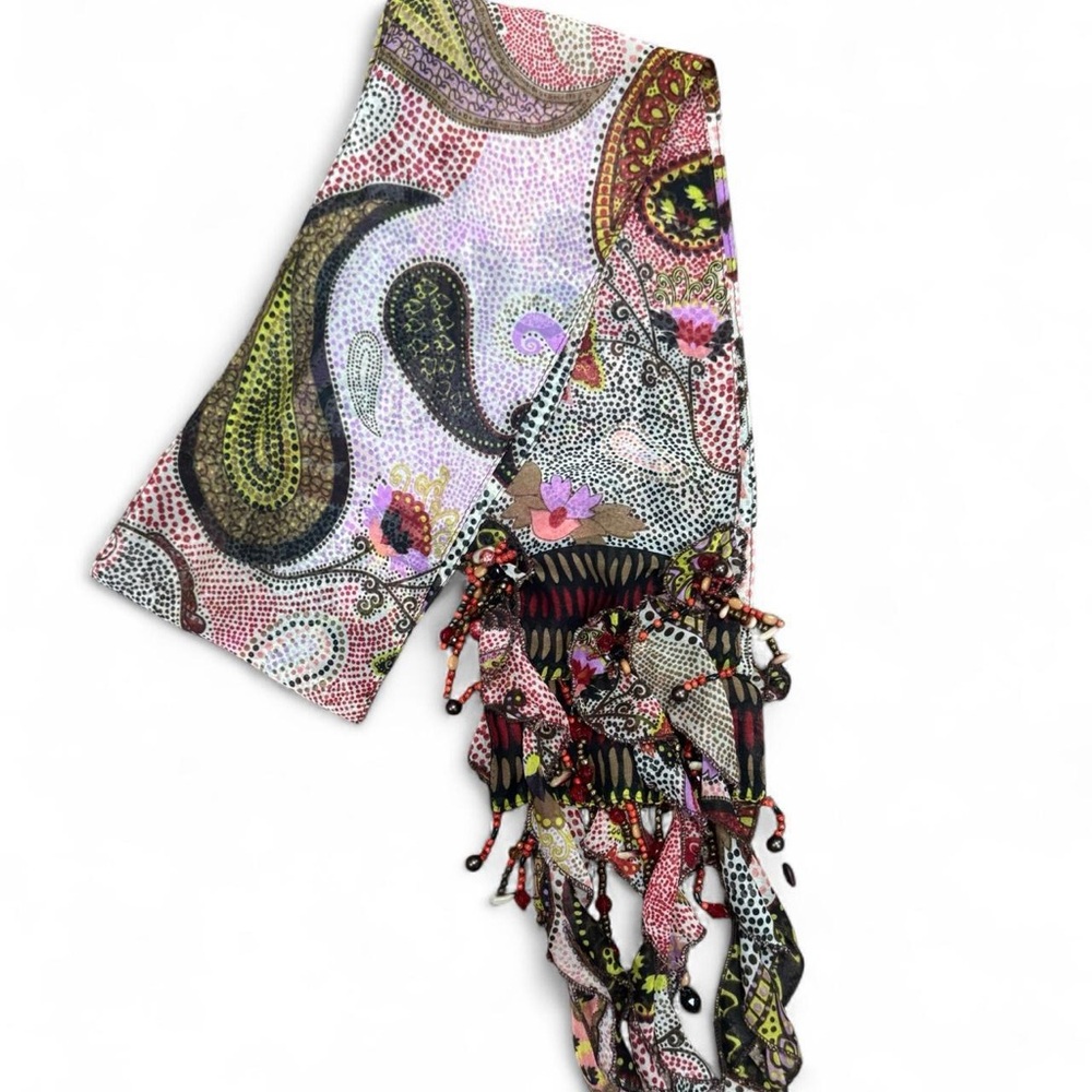 Loro Piana Paisley Scarf in Pink, Green, and Black
